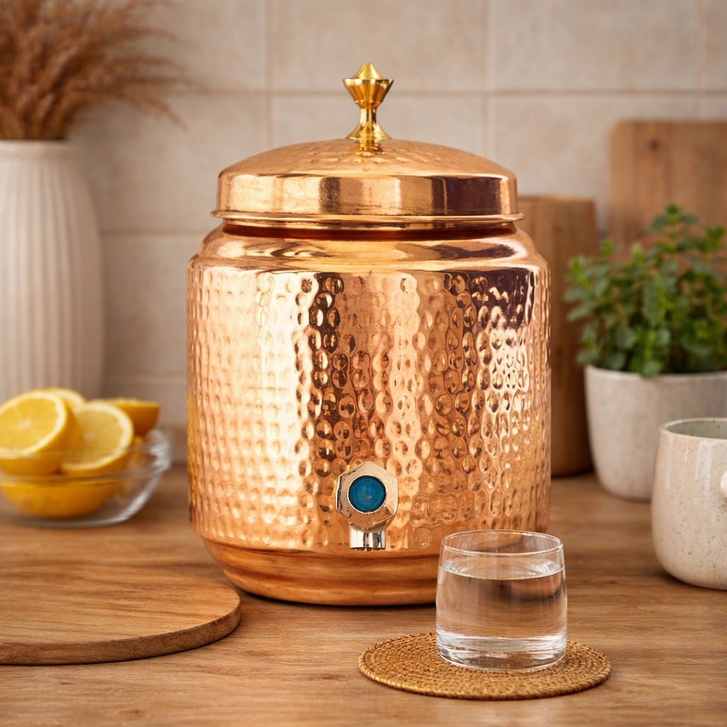 Pure Copper Water Pot Hammered Design v1.0